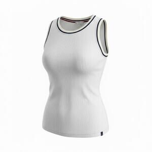 Tommy Hilfiger Ribbed Knit Sleeveless Tank Top White Trim Stretch Med Tenniscore